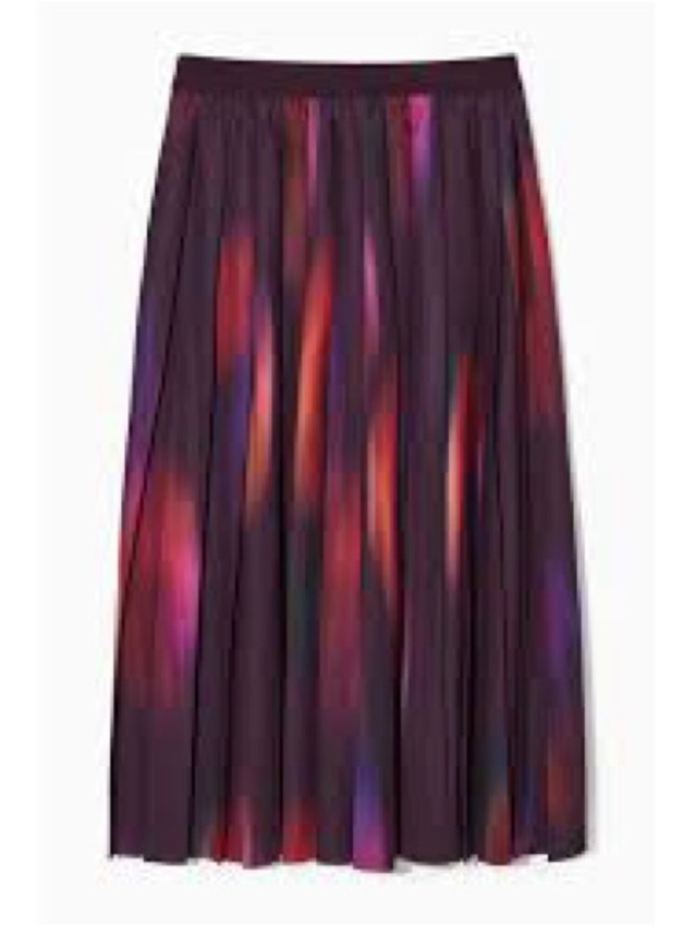 COS Ombre Pleated Midi Skirt Maroon/Pink Multicolor Abstract Print Size EU 34
